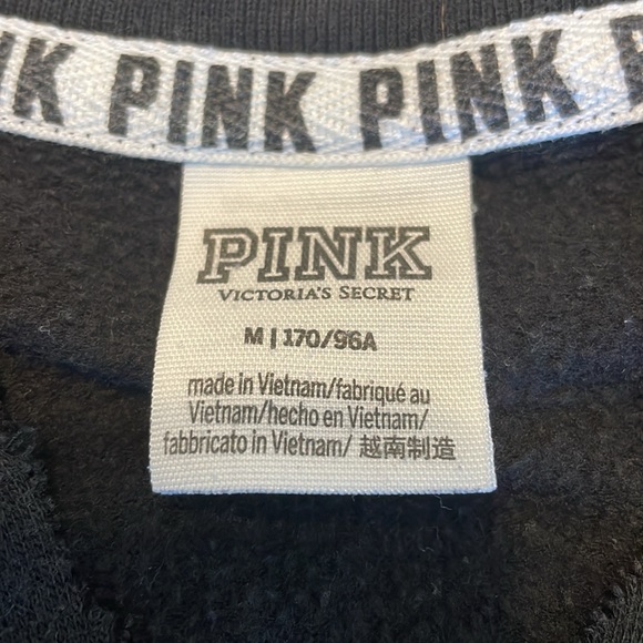 🔮 3/$15! Victoria Secret Pink Black Sweatshirt Size Medium - Picture 3 of 4